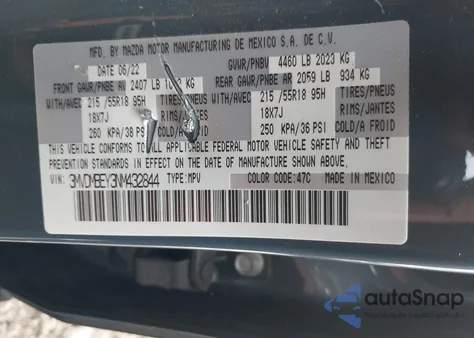 2022 Mazda Cx-30 2.5 Turbo Premium Plus из США, поврежденный, VIN 3MVDMBEY3NM432844